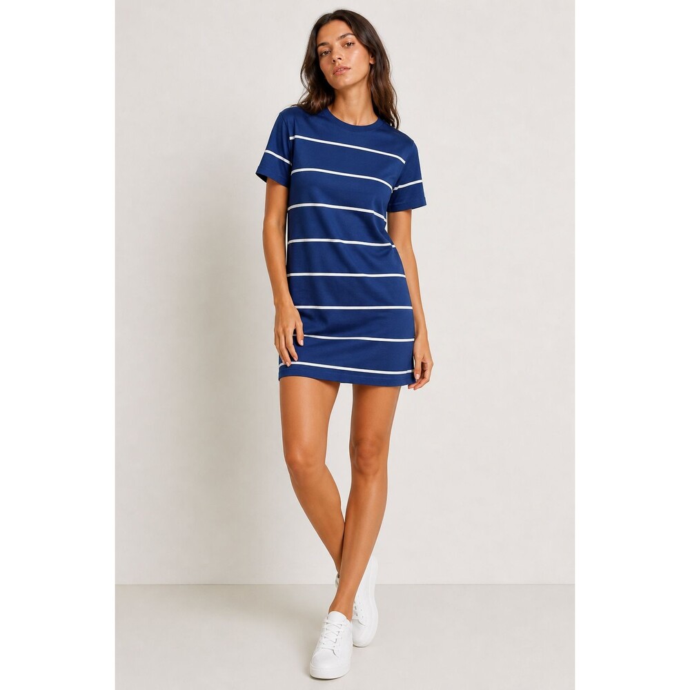 Z Supply Sway Stripe T-Shirt Mini Dress Yacht Blue White Size XS Summer Casual